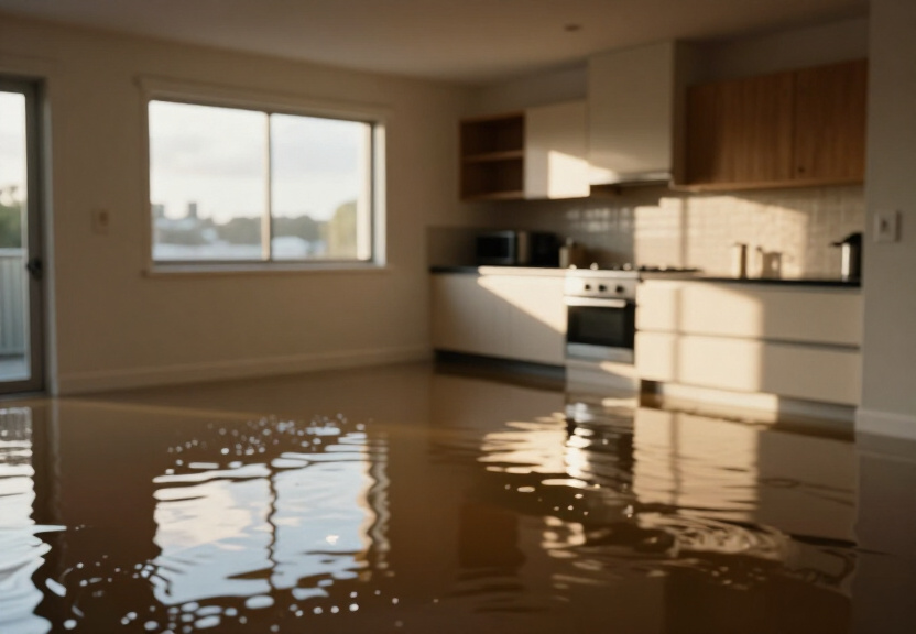 Flooded warehouse in Holroyd before restoration